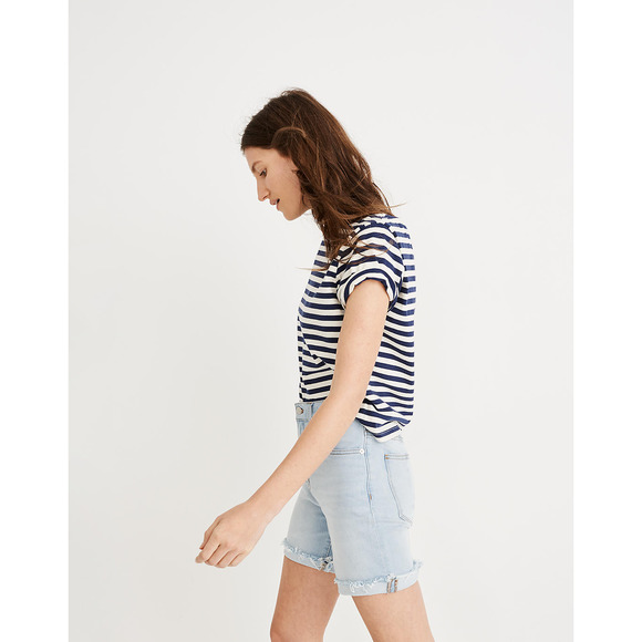 Madewell Denim Shorts 25 Light Blue High Rise Mid Length Jean Cutoff Adeline - Picture 13 of 13